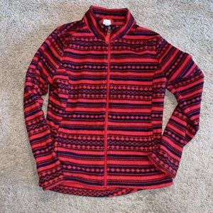 Merona Womens Red Long Sleeves Mock Neck Full Zip Fleece Jacket Size L